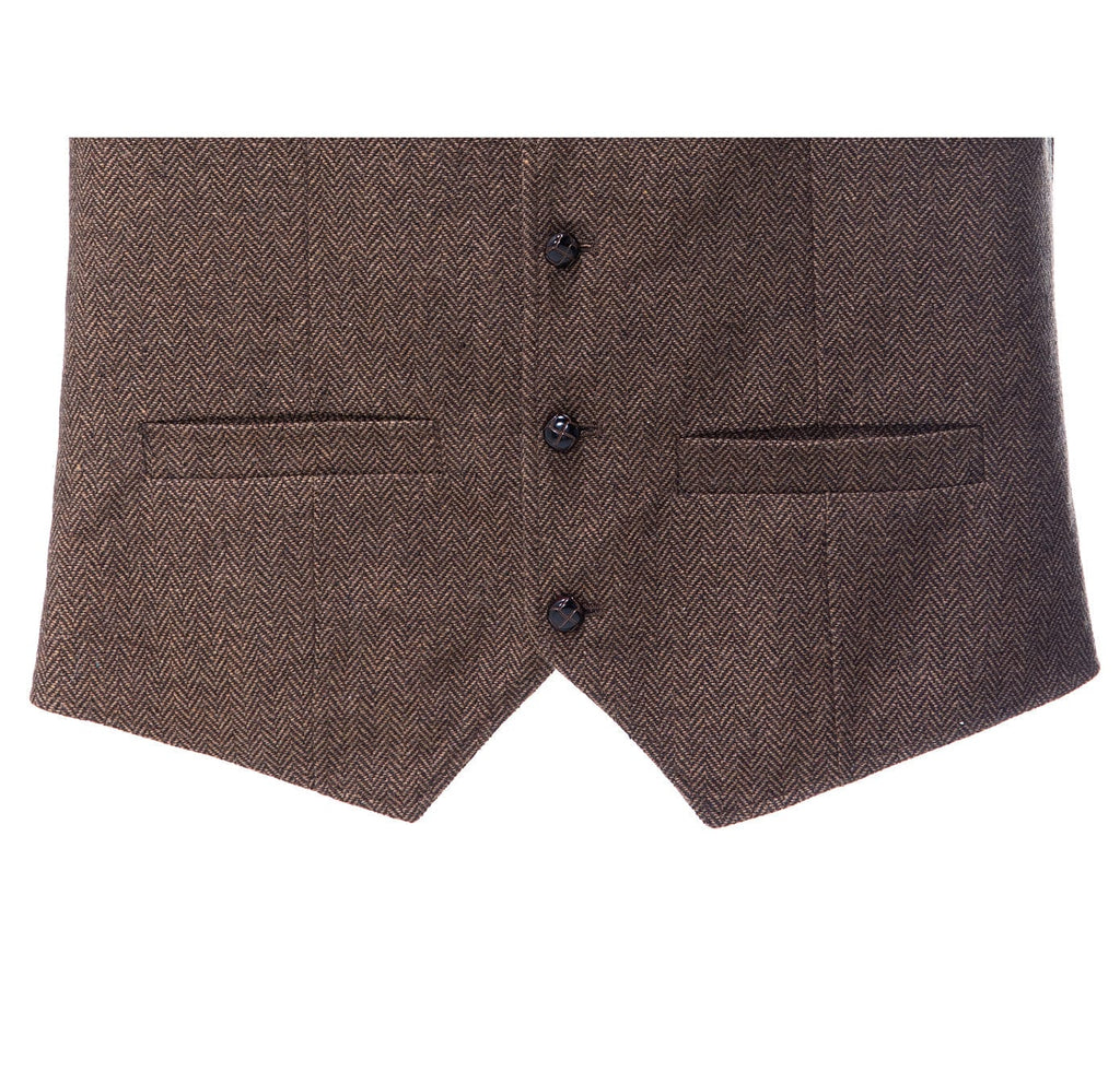 Tiavllya Tiavllya Vintage Classical Mens Regular Fit Tweed Herringbone V Neck Waistcoat