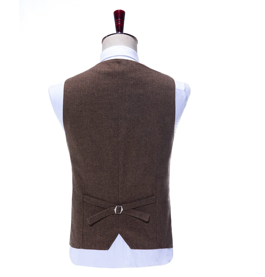 Tiavllya Tiavllya Vintage Classical Mens Regular Fit Tweed Herringbone V Neck Waistcoat