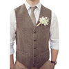Tiavllya Tiavllya Vintage Classical Mens Regular Fit Tweed Herringbone V Neck Waistcoat
