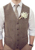 Tiavllya Tiavllya Vintage Classical Mens Regular Fit Tweed Herringbone V Neck Waistcoat