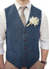 Tiavllya Tiavllya Vintage Classical Mens Regular Fit Tweed Herringbone V Neck Waistcoat