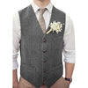 Tiavllya Tiavllya Vintage Classical Mens Regular Fit Tweed Herringbone V Neck Waistcoat