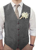 Tiavllya Tiavllya Vintage Classical Mens Regular Fit Tweed Herringbone V Neck Waistcoat