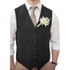 Tiavllya Tiavllya Vintage Classical Mens Regular Fit Tweed Herringbone V Neck Waistcoat