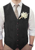 Tiavllya Tiavllya Vintage Classical Mens Regular Fit Tweed Herringbone V Neck Waistcoat