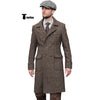 Tiavllya Tiavllya Vintage Trench Coat Men Double Breasted Notch Collar Herringbone Tweed Coat Slim Fit Winter Wedding