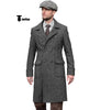 Tiavllya Tiavllya Vintage Trench Coat Men Double Breasted Notch Collar Herringbone Tweed Coat Slim Fit Winter Wedding
