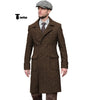 Tiavllya Tiavllya Vintage Trench Coat Men Double Breasted Notch Collar Herringbone Tweed Coat Slim Fit Winter Wedding