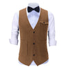 Tiavllya Vintage Classical Mens Regular Fit Tweed Herringbone V Neck Suit Vest