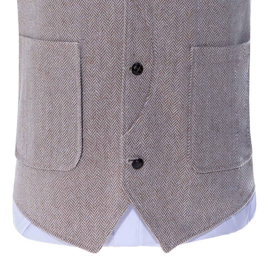 Tiavllya Vintage Classical Mens Regular Fit Tweed Herringbone V Neck Suit Vest